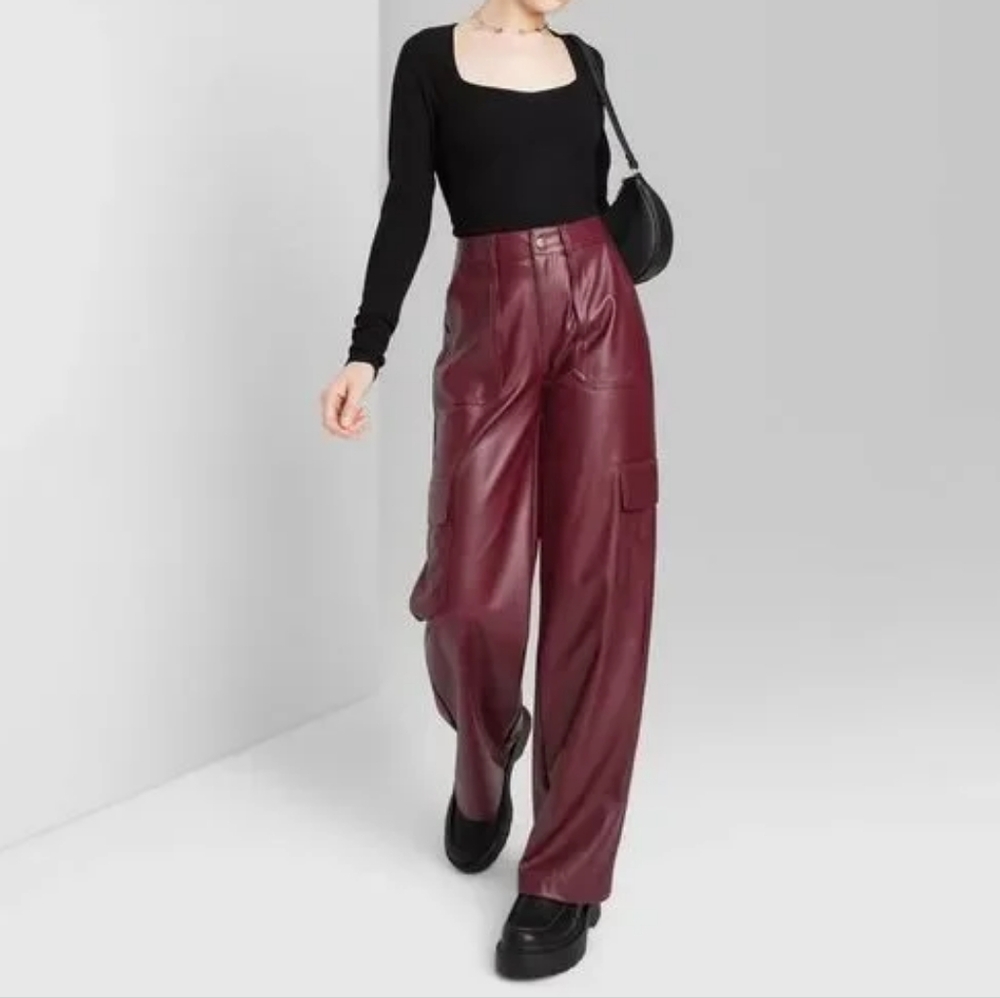 4 FOR $100  -  Wild Fable burgundy Straight Leg faux leather Pants